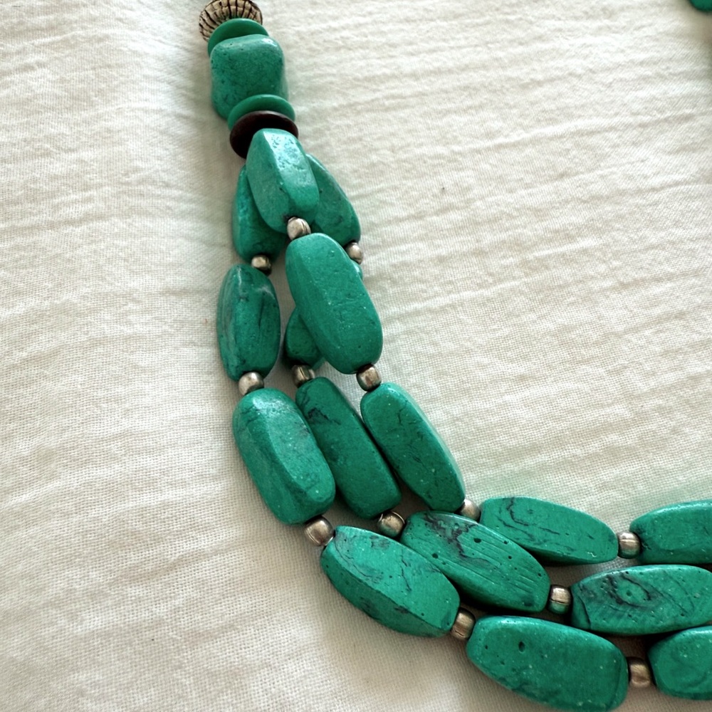 Turquoise Multi-Strand Beaded Statement Necklace … - image 4